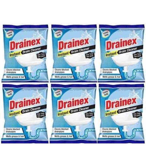 CASTER Drainex Drain Cleaner Powder Removes Blockages in Pipes, Sinks And Septic Tanks (50 Gram) - Pack Of 6