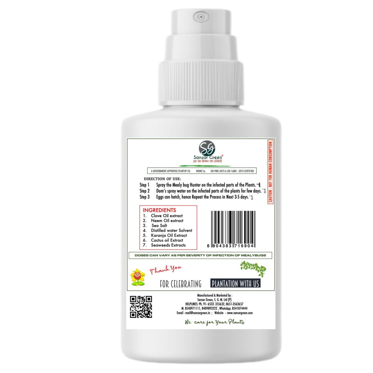 Sansar Green® Mealy Bug Instant Hit Spray, Premium Essential Super Powerful Liquid Spray for removing of Mealy Bugs from Plants (200 ml) - Image 9