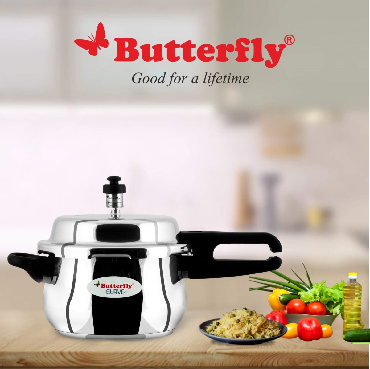 Butterfly Curve Stainless Steel Pressure Cooker, 3 Litre - Image 3