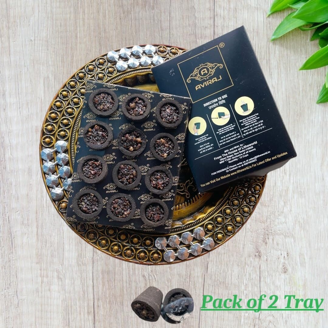 Aviraj (24 Cups) Natural Loban Dhoop Cup for Pooja I Hawan Cup Sambrani Natural Herbs Added Dhup Cups - Image 3