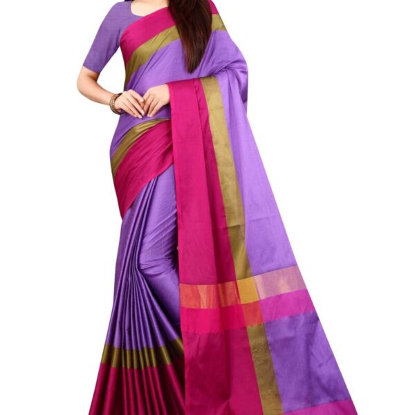 Leriya Fashion Soft Cotton & Silk Saree For Women Half Sarees Under 349 2020 Beautiful For Women saree free size with blouse piece (Purple)