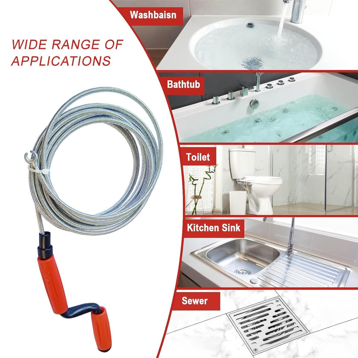 B.K.Jagan and Co Metal Sink & Drain Cleaner Spring Wire Sink Cleaner Snake Unblocker Hair Drain Cleaner 5 Mtr. Length - Image 2