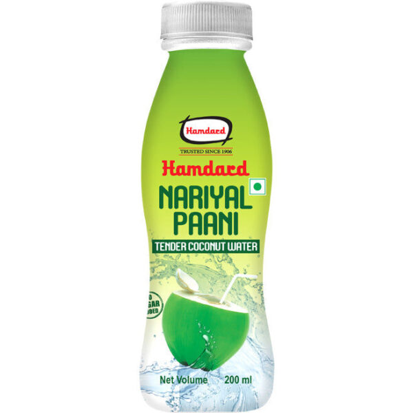 25x Hamdard Tender Coconut Water/Nariyal Paani - Natural, Refreshing Drink, 200 ml (Pack of 25)