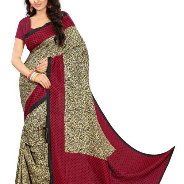 Vimla Women's Malgudi Silk Uniform Saree With Blouse Piece (2110_Multicolor_Free Size)