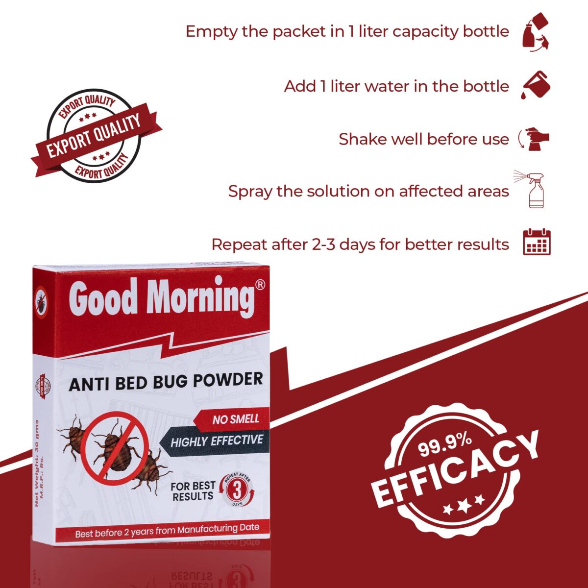 Good Morning Bed Bug Killer Powder Concentrate, Makes 5 Liters Spray (Pack of 5) - Image 5
