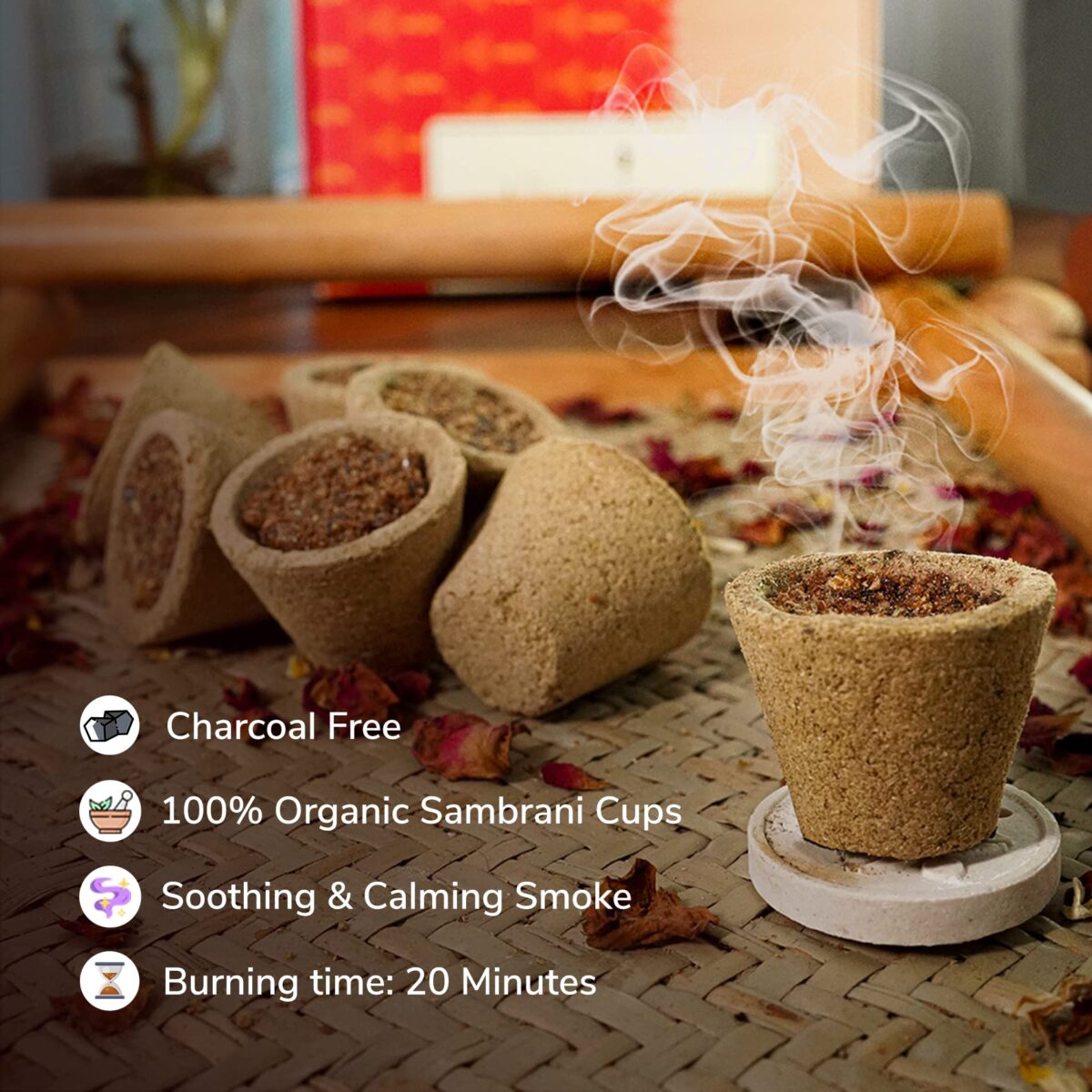 Nirmalaya Organic Havan Cups/Sambrani Cups (15 pcs) | Sambrani Dhoop Cups for Pooja- Jatamassi, Loban, Guggal (Havan Cups) - Image 4