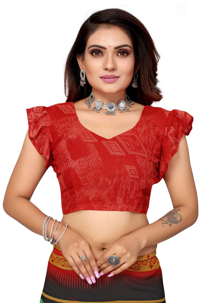 Tarshika Womens Georgette Printed Saree With Blouse Piece(SHIVANI BLACK_Free Size) - Image 2