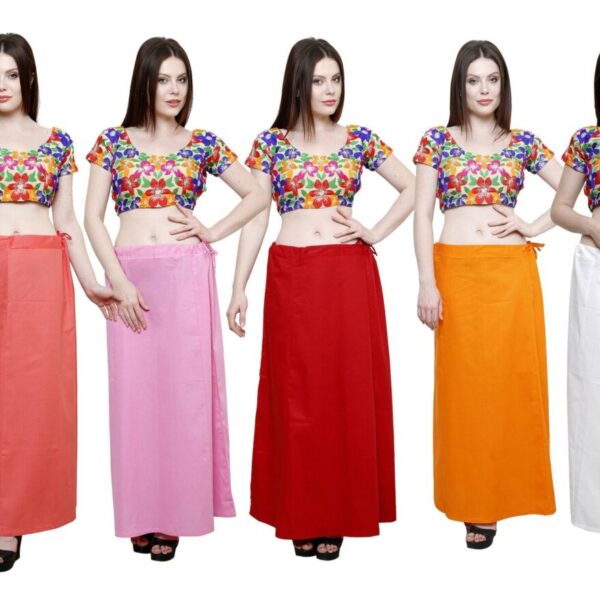 Pistaa's Combo of Women's Pure Cotton Peach, Pastle Pink, Maroon, Orange and Off White Color Best Ethinic Inskirt Saree Petticoats