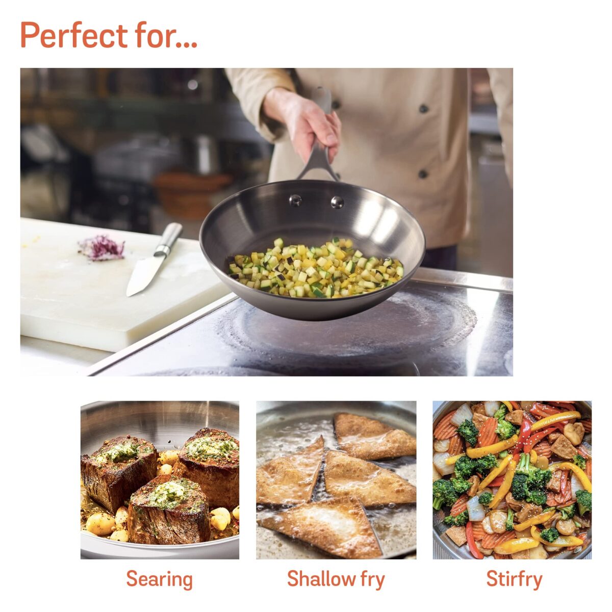 Meyer Select Stainless Steel Open Frypan 26cm (Induction & Gas Compatible) - Image 7