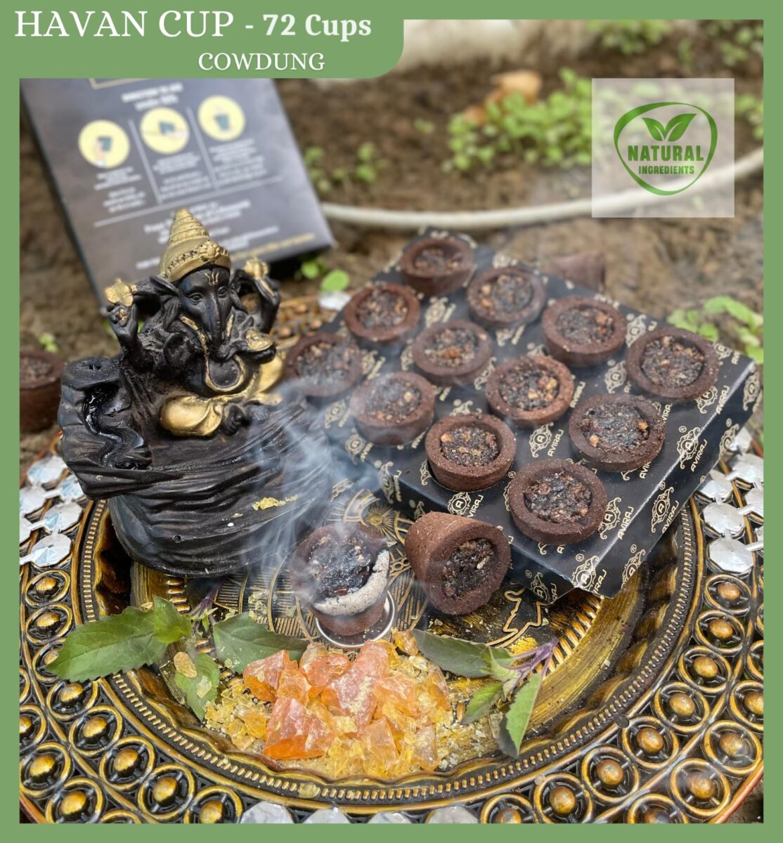 Aviraj Loban Cups Dhoop for Pooja (72 Cups) | Havan Cups for Pooja | Natural Guggal/Sambrani Cup Dhoop Original | Charcoal Free | Pack of 6 Trays - Image 6