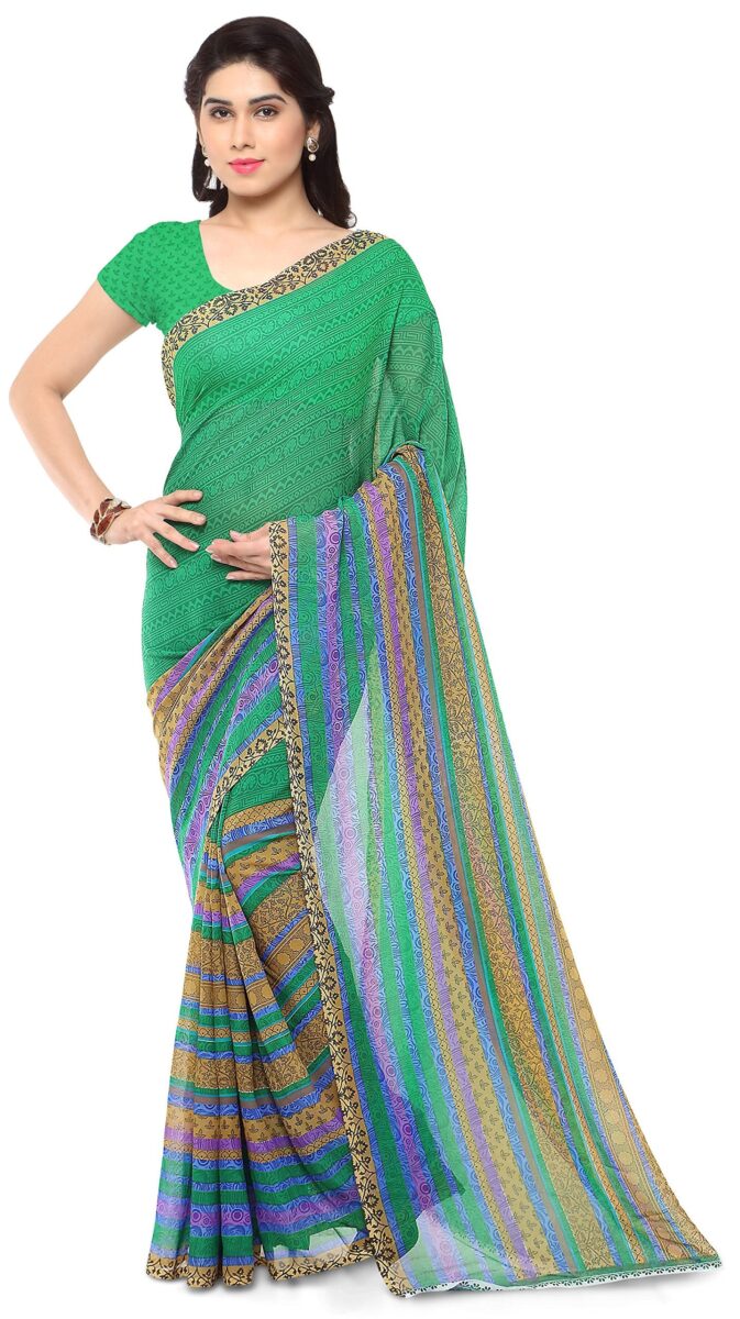 Anand Sarees Women's Georgette Saree With Blouse Piece (1164_4_green_free Size_green)