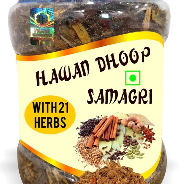 Parag Fragrances Natural Hawan Dhoop Samagri Hawan Samagri with 36 Types of Herbs / Hawan Samagri for Dhoop, Hawan or Yagya (350gm)