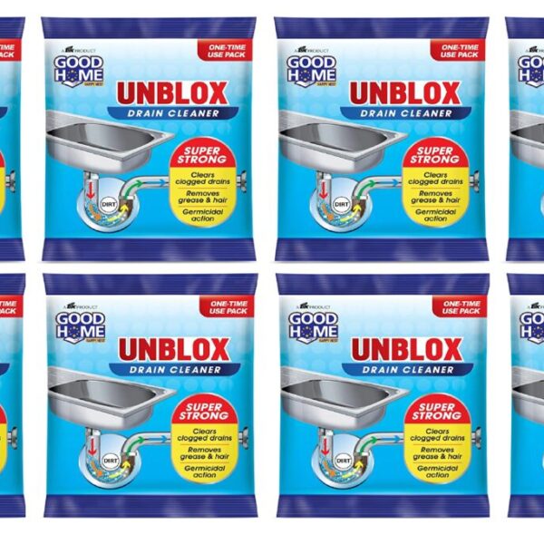 Good Home Unblox Drain Cleaner Effective Sink Cleaner, Drain Blockage Remover, Drain Pipe Cleaner(Pack of 8)