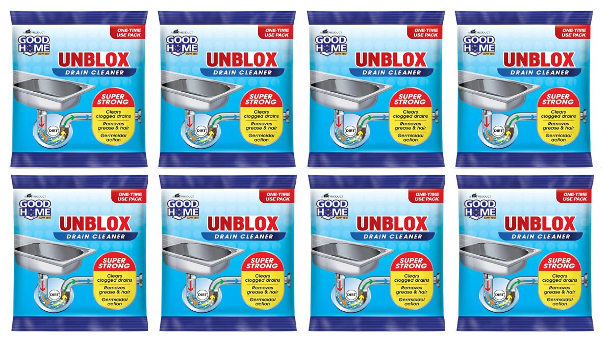 Good Home Unblox Drain Cleaner Effective Sink Cleaner, Drain Blockage Remover, Drain Pipe Cleaner(Pack of 8)