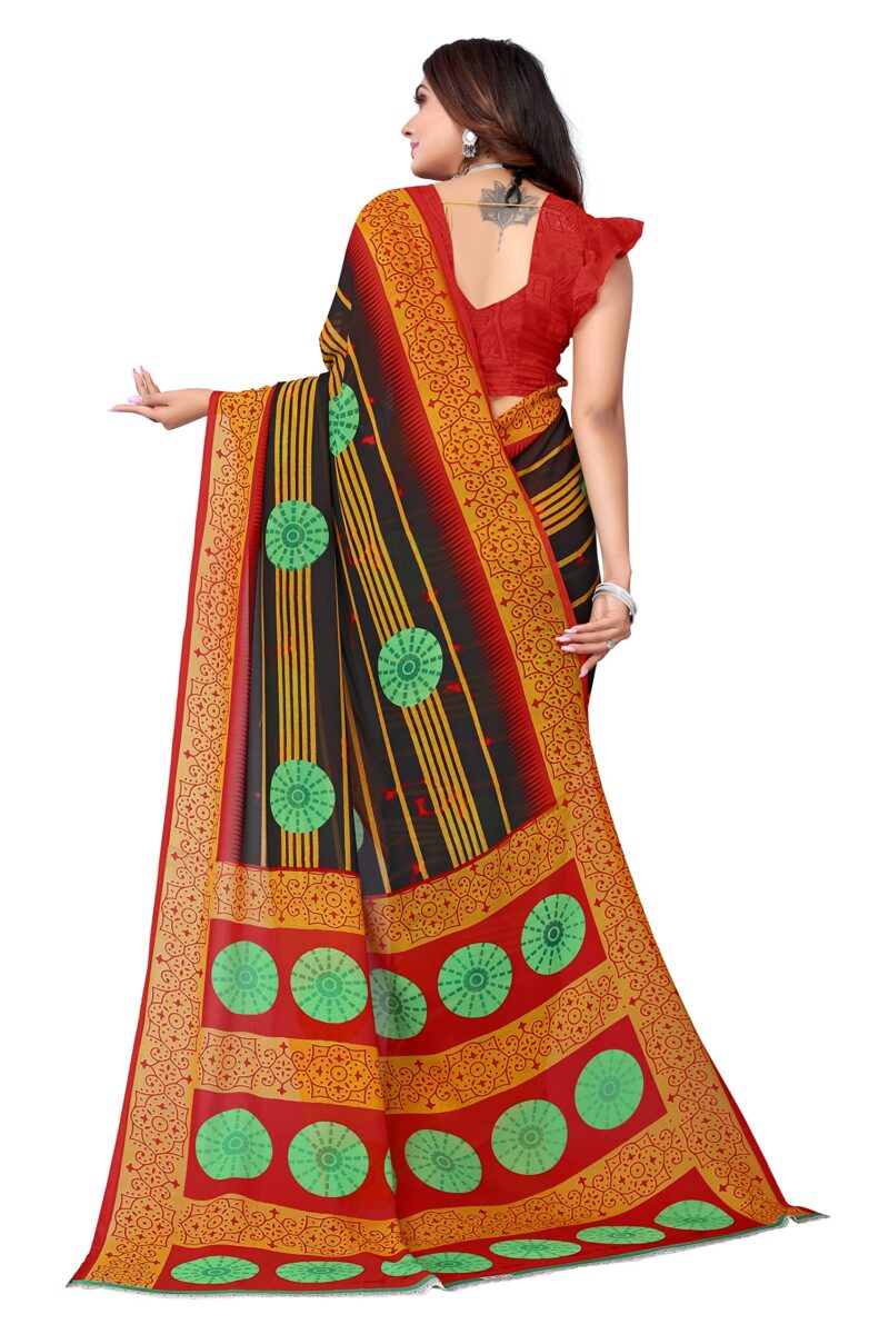 Tarshika Womens Georgette Printed Saree With Blouse Piece(SHIVANI BLACK_Free Size) - Image 3