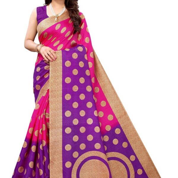 Tarshika Women's Art Silk Printed Saree With Blouse Piece(KORA PINK_Free Size)