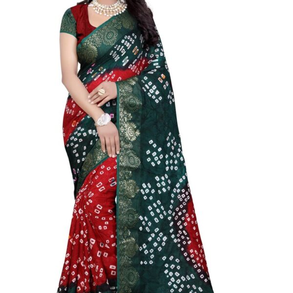 Dealsure Silk Women's Multicolor Bandhani Saree With Blouse Piece(Multicolor)